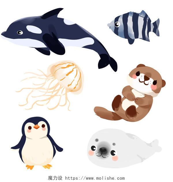 世界动物日手绘卡通可爱小动物免抠素材